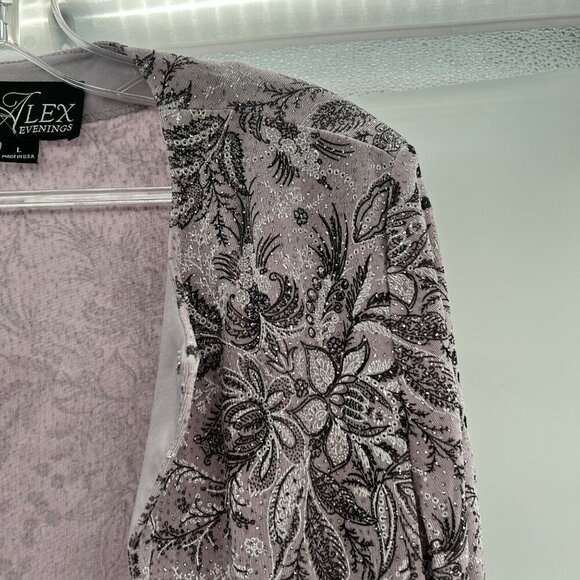 Alex Evenings Sequined Floral Open Blazer Multicolor Size Large - Picture 4 of 9